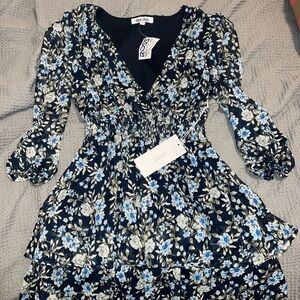 Blue Floral Flowy Dress